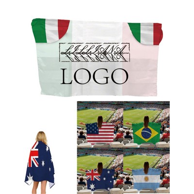 2026 World Cup Flag Cape Lightweight Polyester Fan Cloak
