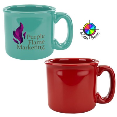 15 Oz. Solid Red Retro Campfire Mug - Dishwasher Safe - Full Color Process