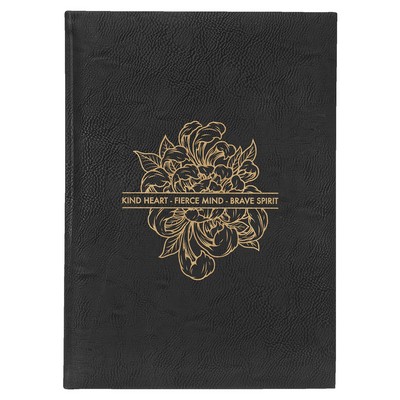 Black Large Leatherette Journal with Lined Notepad - Laser Engraves to Gold