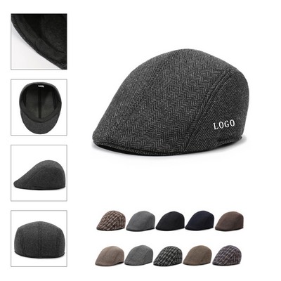 Men Wool Tweed Newsboy Hat
