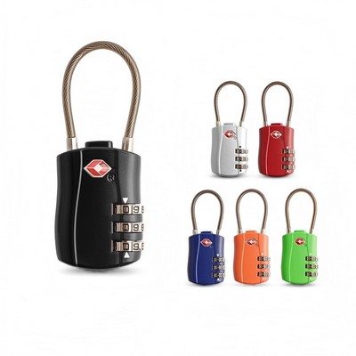 TSA-approved cable combination luggage lock