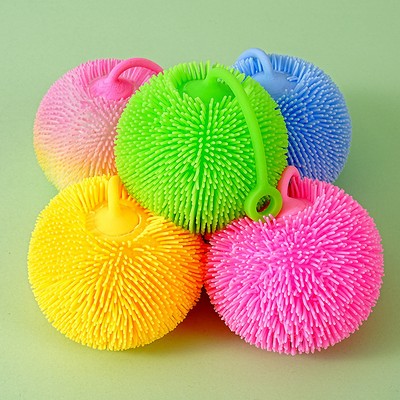 Motion-Activated LED Fluffy Puffer Ball High-Density Luminous Puffer Toy Silent Slow-Rebound LED