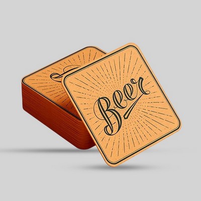Custom Square Pulpboard Coaster - Printed Glossy - 3.5" Sq x 60 pt