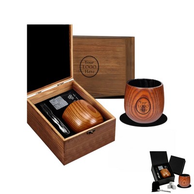 Wooden Whiskey Glasses Set w/ Gift Box