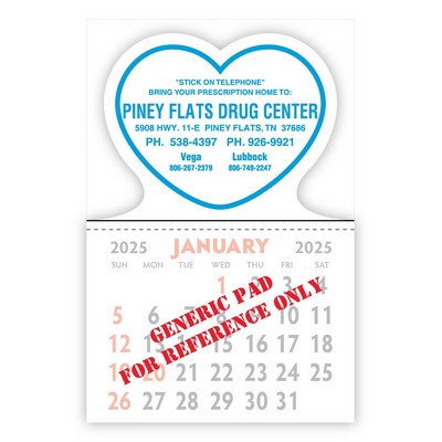 Designer Shaped Kwik-Stik Smooth Vinyl Calendar w/ Heart Top