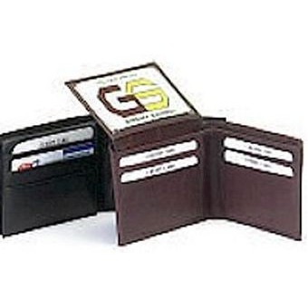 Cow Calf Leather Flip Up Bi-Fold Wallet