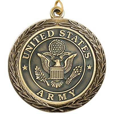 Stock Medal w/ Round Edge & Wreath (US Army) 2 1/2"