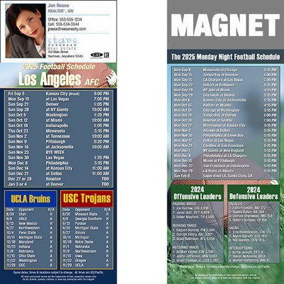 Los Angeles Pro Football Schedule Magnet (3 1/2"x8 1/2")