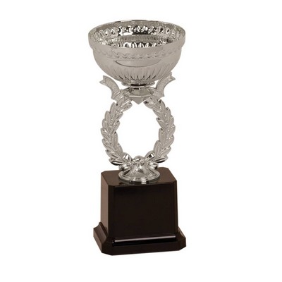Wreath Cup Trophy, Silver & Black Weighted Base - 7 1/2"