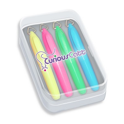 Liqui-Mark® Mini Brite Spots® Highlighter in Clear Plastic Box (4 Pack/Full-Color Decal)