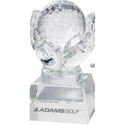 Crystal Hands Holding Golf Ball