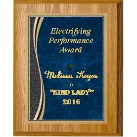 Oak Plaque 8" x 10" - Blue/Gold - 6" x 8" Patina Marble Plate