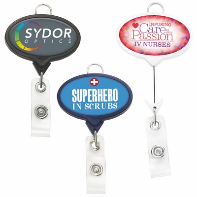 Jumbo Oval Retractable Badge Reel w/lanyard attachment