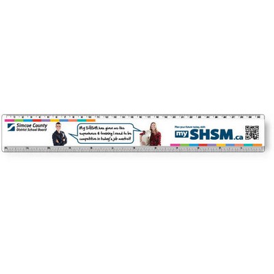 .060 Clear Plastic Rulers, InkJet Full Color + white (1.75" x 12.25"), Round corners