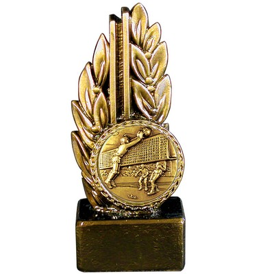 Stock 7" Laurel Trophy With 2" Volleyball Coin and Engraving Plate