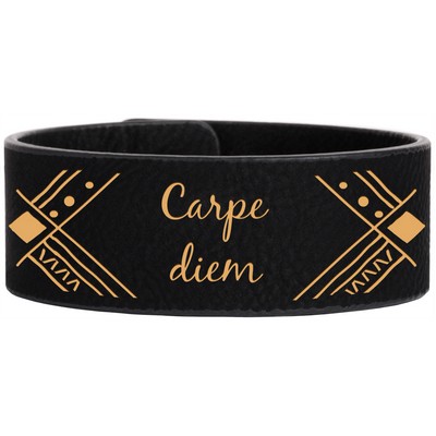 Black/Gold Laserable Leatherette Cuff Bracelet