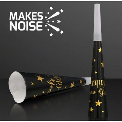 "Happy New Year" Paper Horns, 6pack NON-Light Up Noisemakers - BLANK