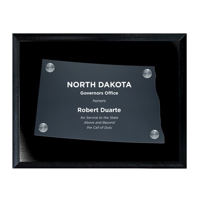 Frosted Acrylic ND State Cutout on Black Plaque