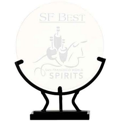 7 3/4" Round Vintage Glass Award with Iron Base