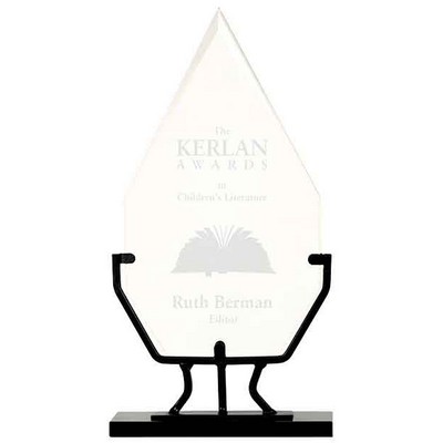 10 1/2" Diamond Vintage Glass Award with Iron Base