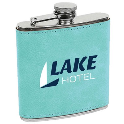 Teal Leatherette Stainless Steel Flask