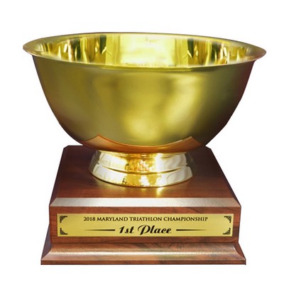 10" Gold revere bowl on walnut base