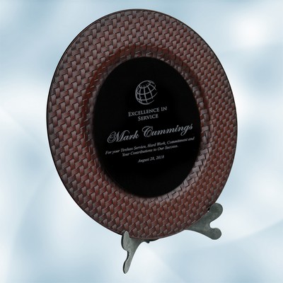 Leather/Black Award Plate w/ Acrylic Stand