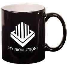 Black Ceramic Mug, Engraved, 11 oz