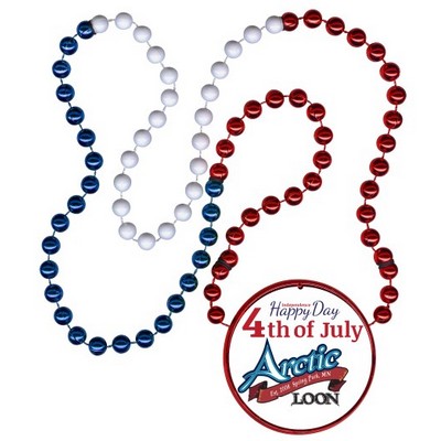 Mardi Gras Beads with an Inline Medallion (red, white & blue)