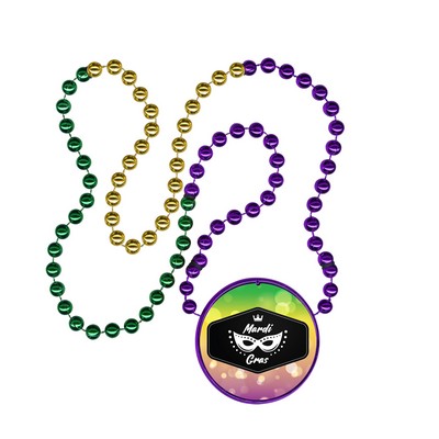 Mardi Gras Beads with an Inline Medallion (purple, green & gold)