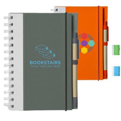 Recyclable Spiral Notebook w/ Pen Two-Tone ECO Notebooks