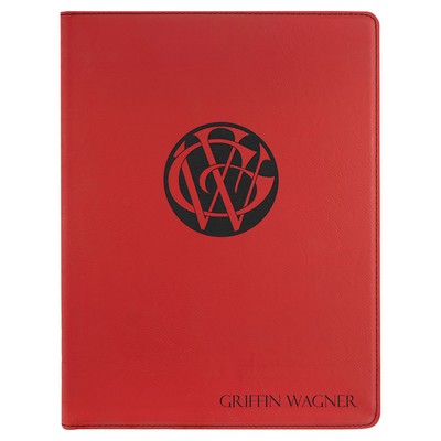 Portfolio with Notepad, Red Faux Leather, 9 1/2" x 12"