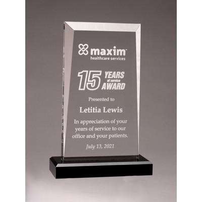 Apex Series Clear Acrylic Award with Black Acrylic Base (5 x 7.75)