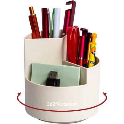 Desk Pencil Pen Holder, 3 Slots 360-Degree Spinning Pencil Pen Desk Organizers
