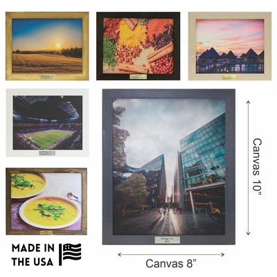 8" x 10" Framed Canvas with Metal Plate