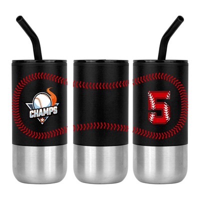 18 oz. Baseball Design Double Wall Color Body Tumbler/w straw and lid