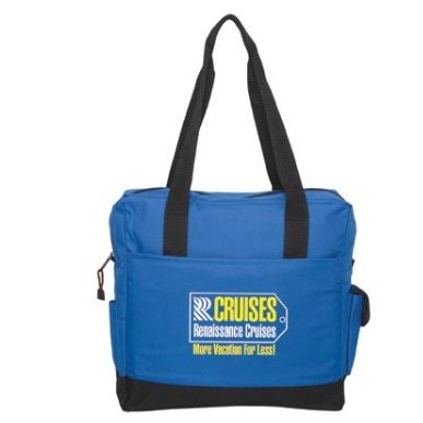 Tote bag vault closeout pricing, Stock = red/black 2800; royal/black 2700