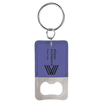 Purple Leatherette Rectangle Bottle Opener Keychain – Laserable
