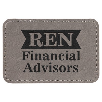 3"x2" Rectangle Patches, Gray Laserable Leatherette