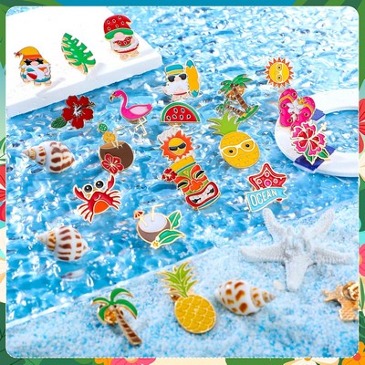 Custom Summer Cute Enamel Lapel Pins Badge Hawaiian Brooch Pins Beach Backpack Pins Festival Gifts