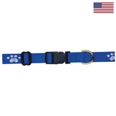 3/4" Woven Pet Collar w/ Gold-Colored Hardware - "Classic" Weave