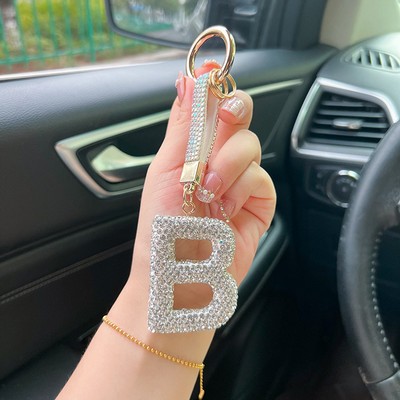 Crystal Surface Letter B Keychain Initial Keychain