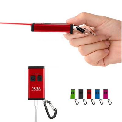 Rechargeable Carabiner Laser Mini Keychains Flashlight