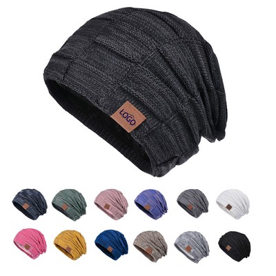 Lined Knit Warm Thick Skully Stocking Binie Hat