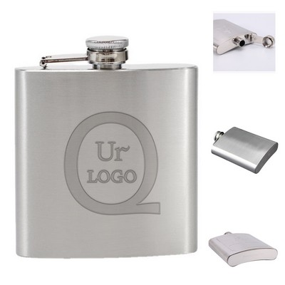 6 Oz Flat Stainless Steel Flask