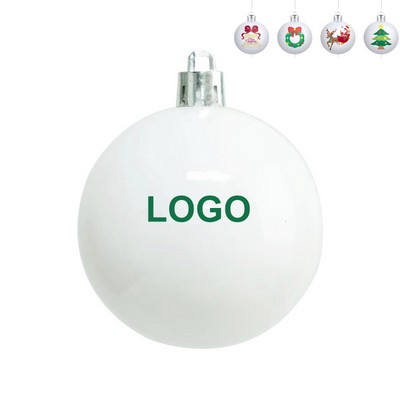 2 2/5" White Color Shatterproof Christmas Ball Ornament w/Hang Rope