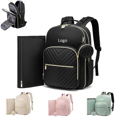 Quilted Baby Bag with Changing Pad & Pacifier Holder