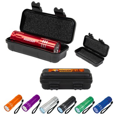 Aluminum Led Flashlight And Small Hard Case Set