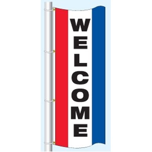 Single Faced Stock Message Free Flying Drape Flag (Welcome)