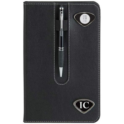 Faux Leather Business Notebook W/ Silver Medallion